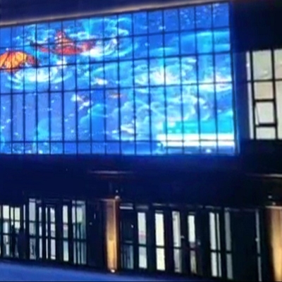 Écran LED transparent 1000*500 1000*1000 taille personnalisée centre commercial en verre de série intérieure fixe ou suspendu