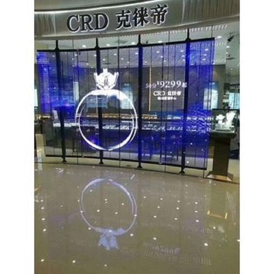 Publicité commerciale de mur visuel transparent de LED sur le mur de verre etc.
